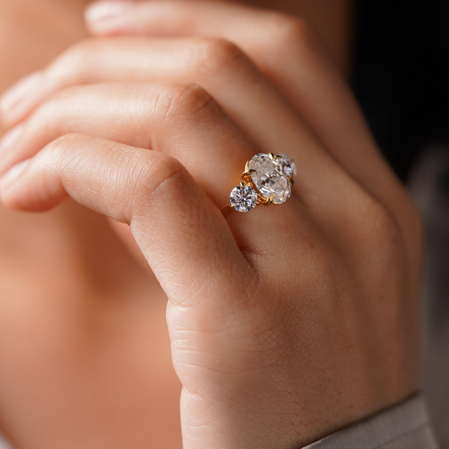 Oval Cut Three stone Lab-Grown Diamond Engagement Ring