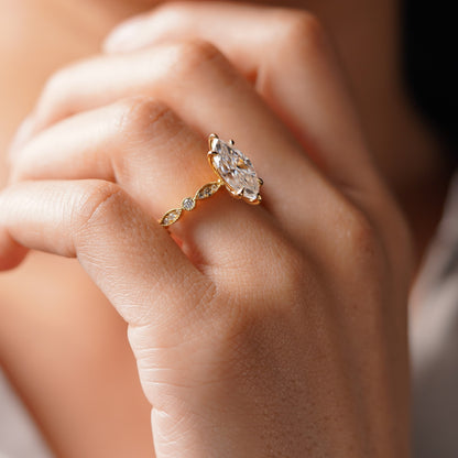 Marquise Cut Milgrain Pave Lab-Grown Diamond Engagement Ring