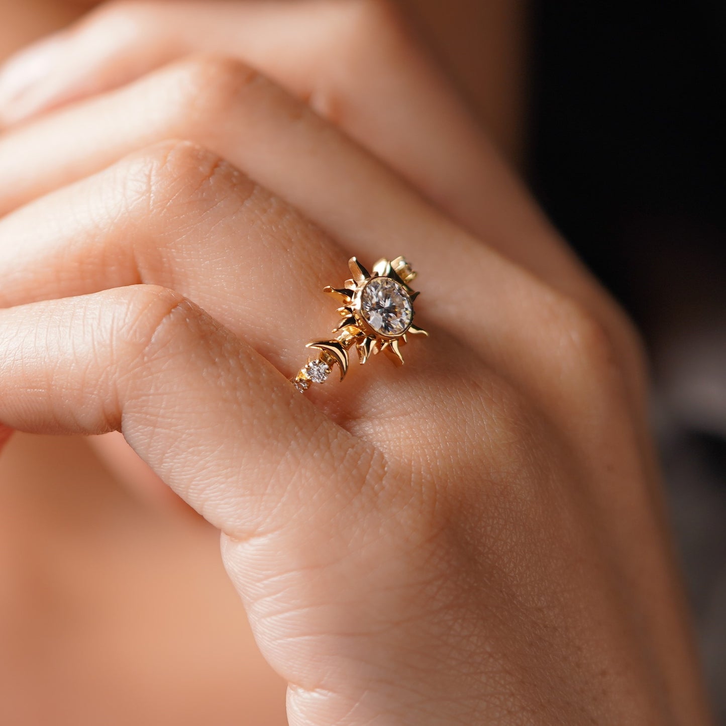 Round Cut Nature Inspired Lab-Grown Diamond Engagement Ring