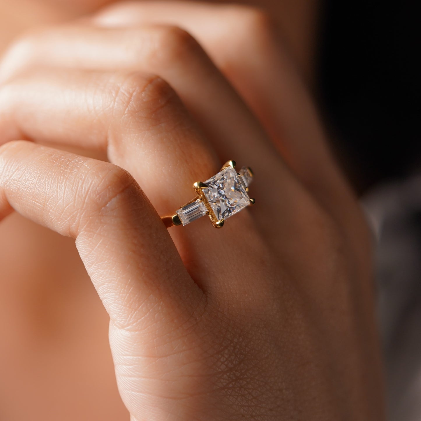 Princess Cut Three Stone Lab-Grown Diamond Engagement Ring