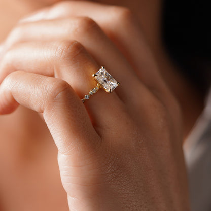 Radiant Cut Milgrain Pave Lab-Grown Diamond Engagement Ring
