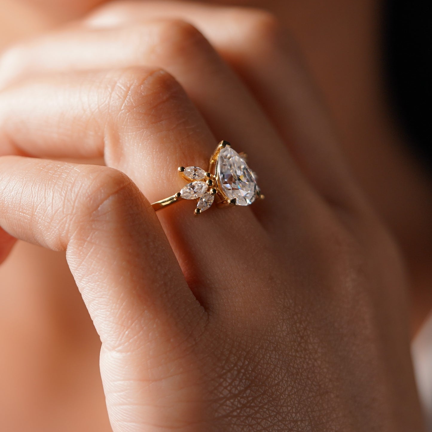 Pear Cut Nature Inspired Lab-Grown Diamond Engagement Ring
