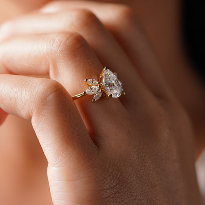 Pear Cut Nature Inspired Lab-Grown Diamond Engagement Ring
