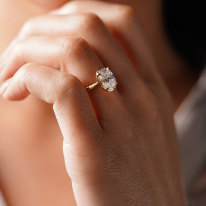 Oval Cut Solitaire Cathedral Lab-Grown Diamond Engagement Ring