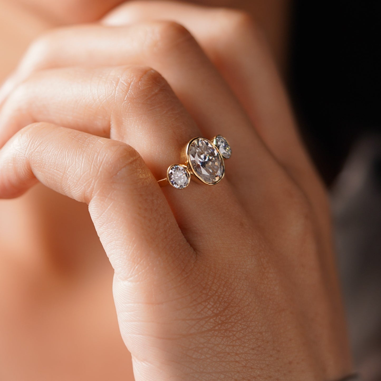 Oval Cut Three Stone Lab-Grown Diamond Engagement Ring