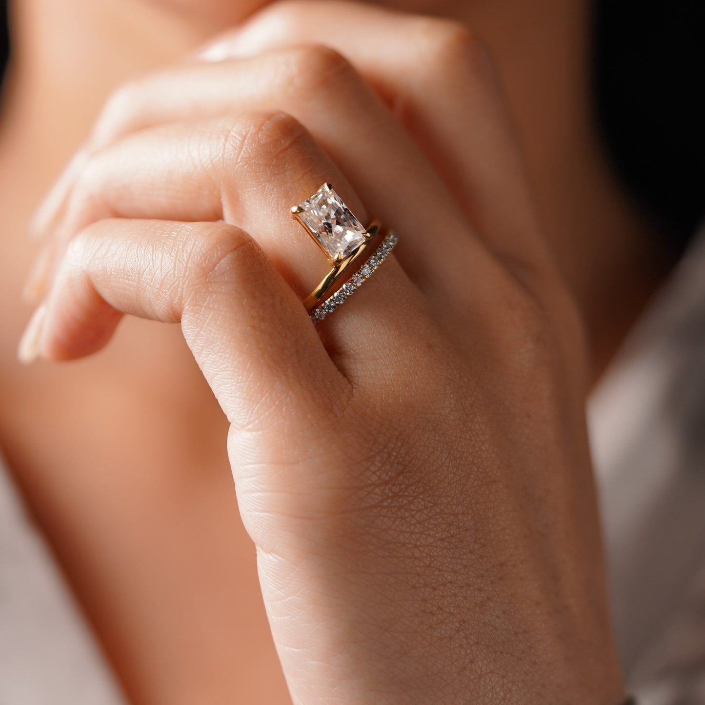 Radiant Cut Pave Lab-Grown Diamond Engagement Ring