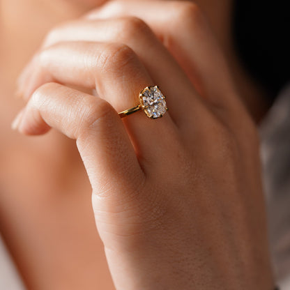 Elongated Cushion Cut Solitaire Lab-Grown Diamond Engagement Ring