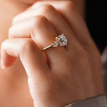 Cushion Cut Three Stone Lab-Grown Diamond Engagement Ring