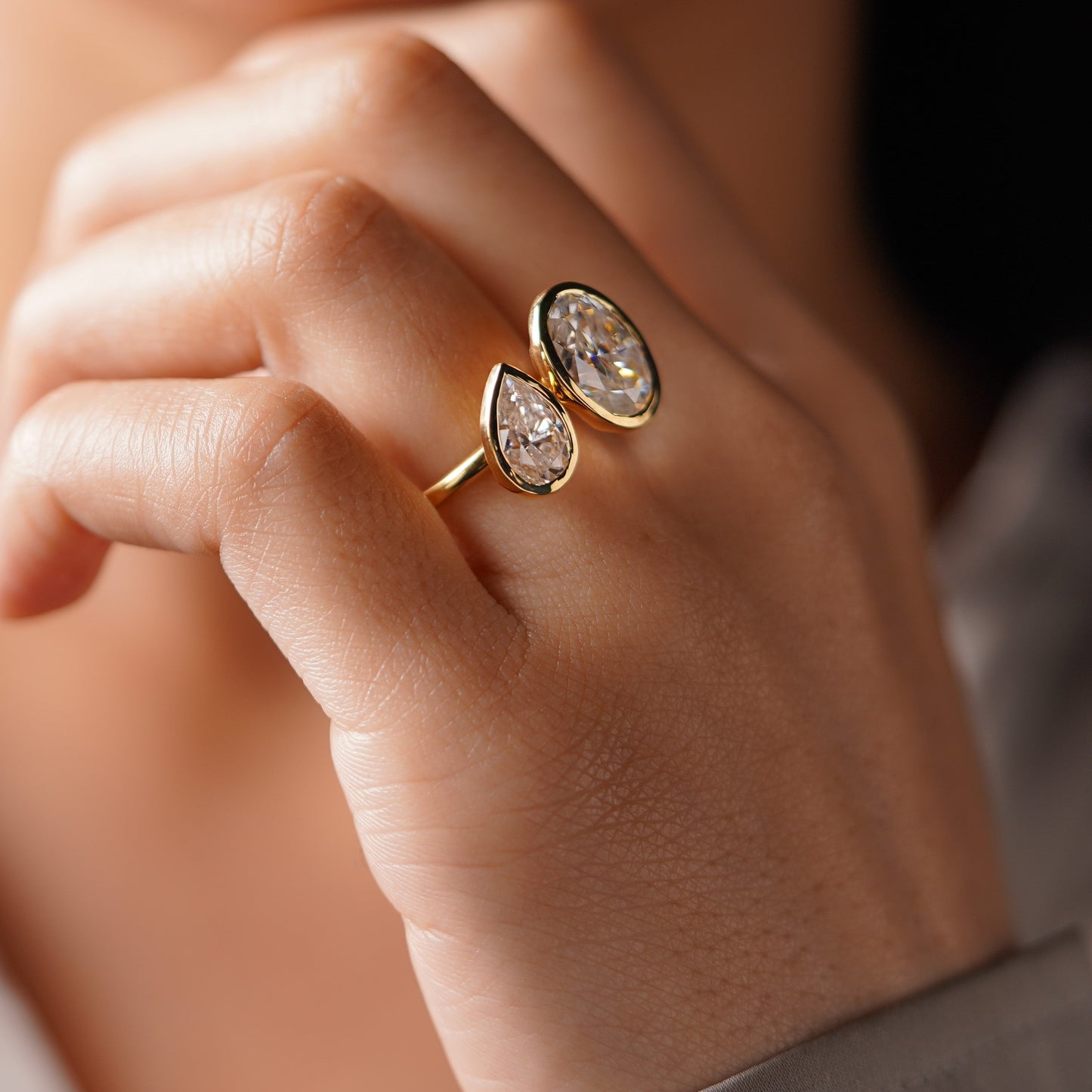 4.25 TCW Oval & Pear Cut Toi Et Moi Lab-Grown Diamond Engagement Ring