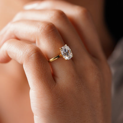 Elongated Cushion Cut Solitaire Lab-Grown Diamond Engagement Ring