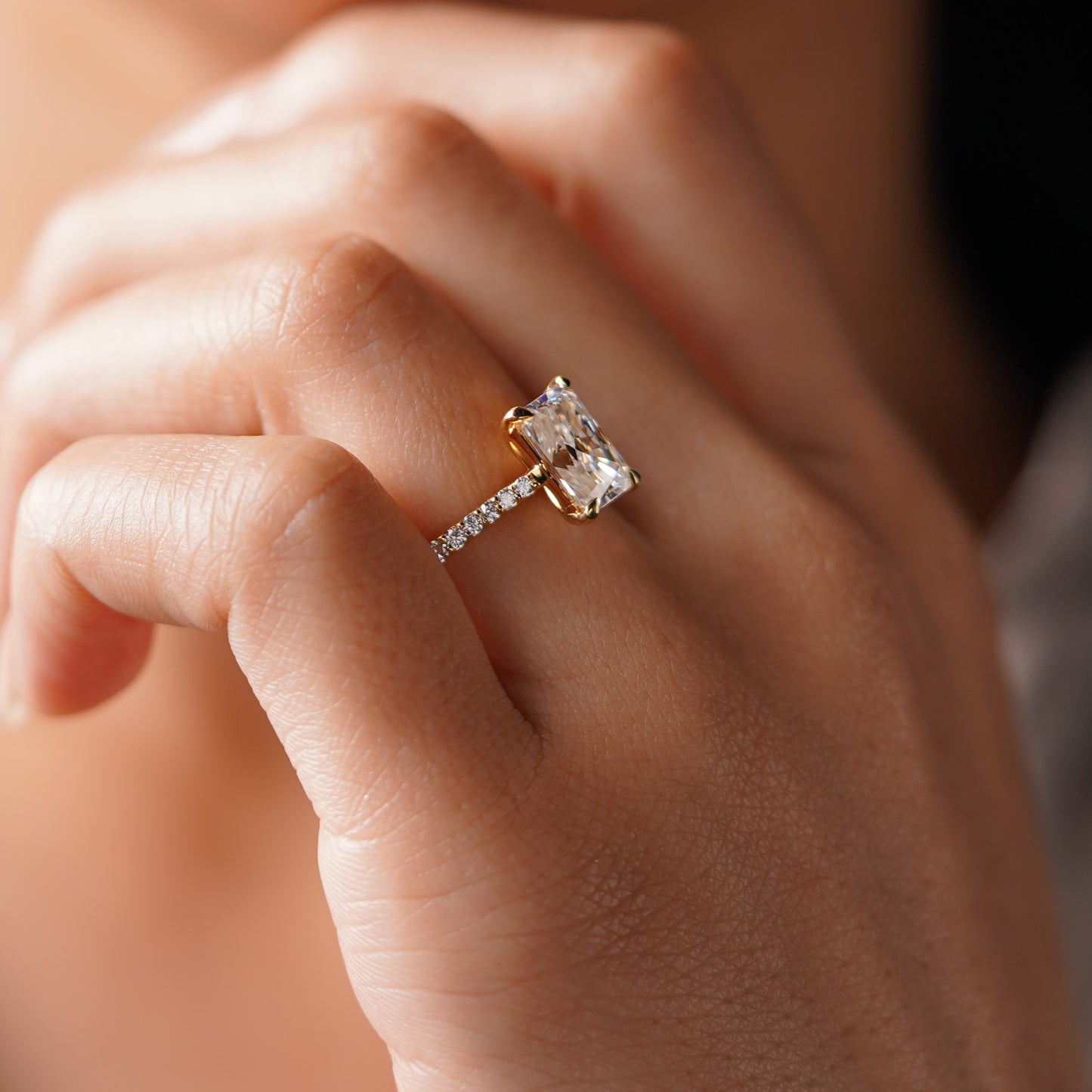 Radiant Cut Pave Cathedral Lab-Grown Diamond Engagement Ring