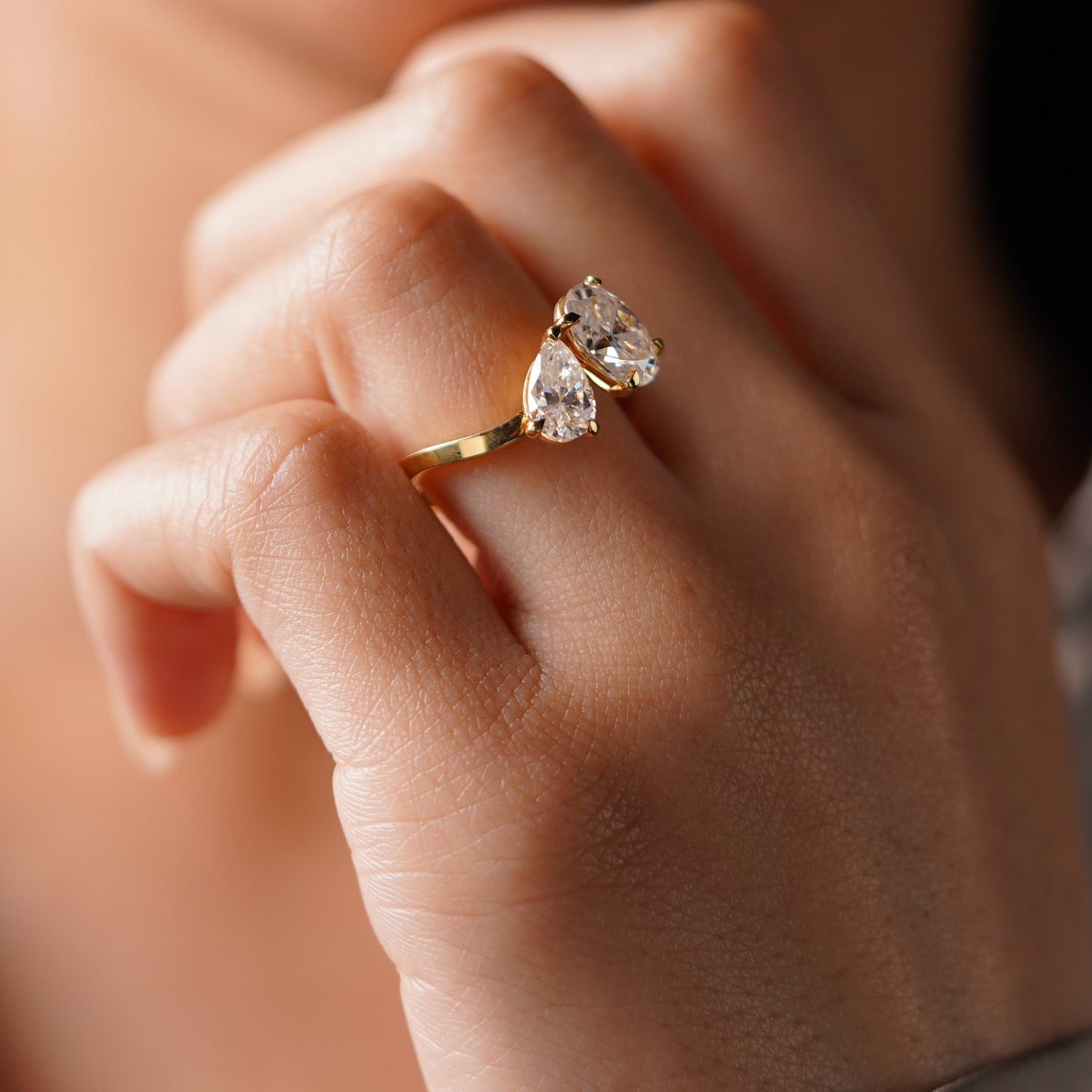 2.25 TCW Oval & Pear Cut Toi Et Moi Lab-Grown Diamond Engagement Ring