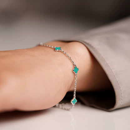 Green Clover Chain Bracelet