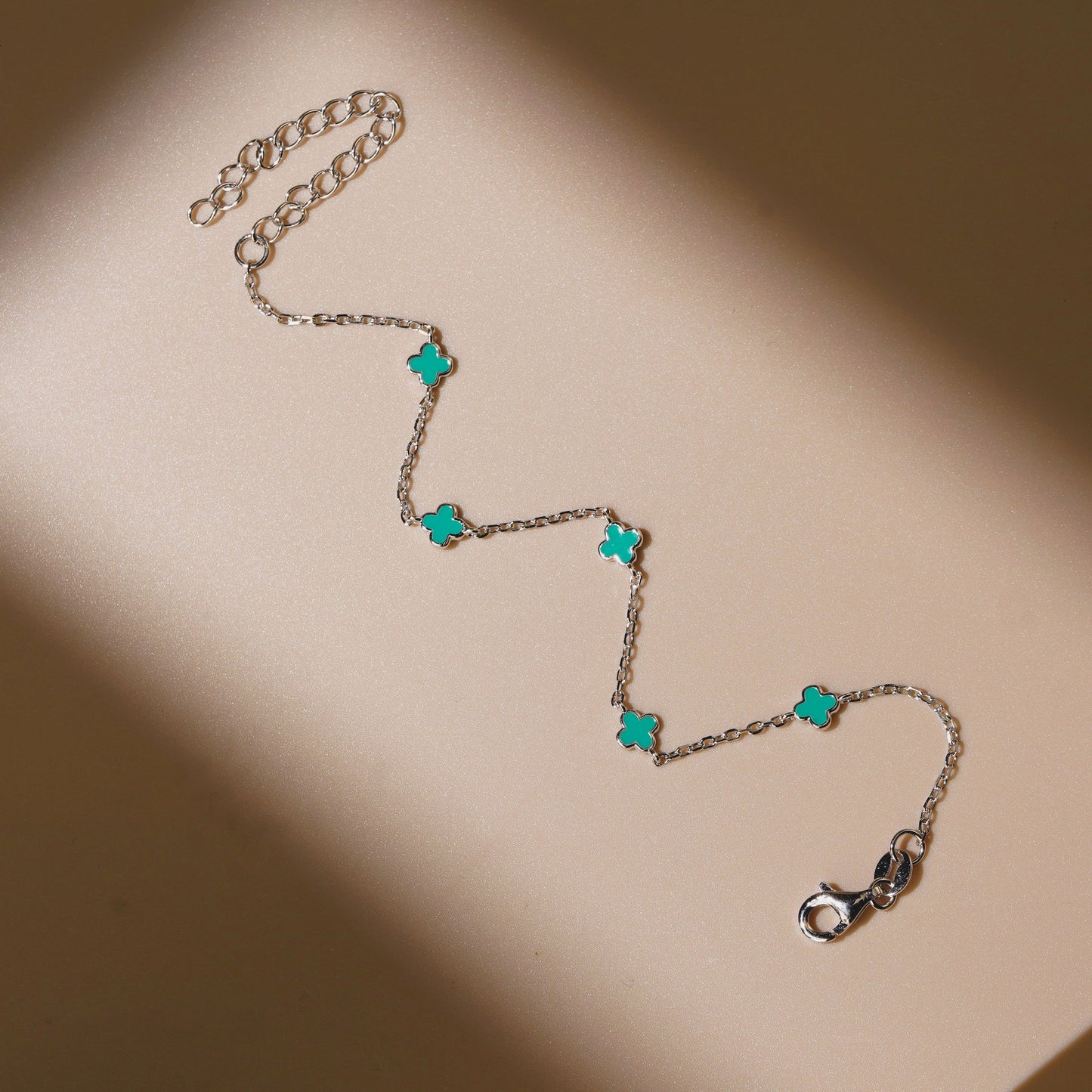 Green Clover Chain Bracelet