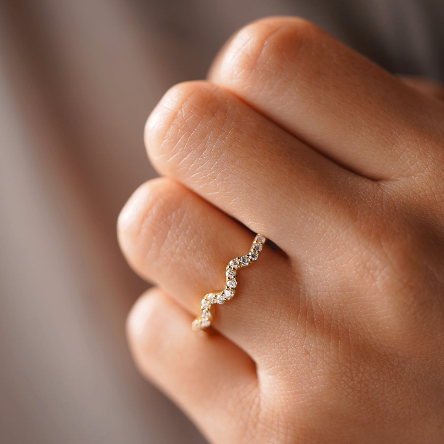0.58 TCW Round Lab-Grown Diamond Curved Wedding Band