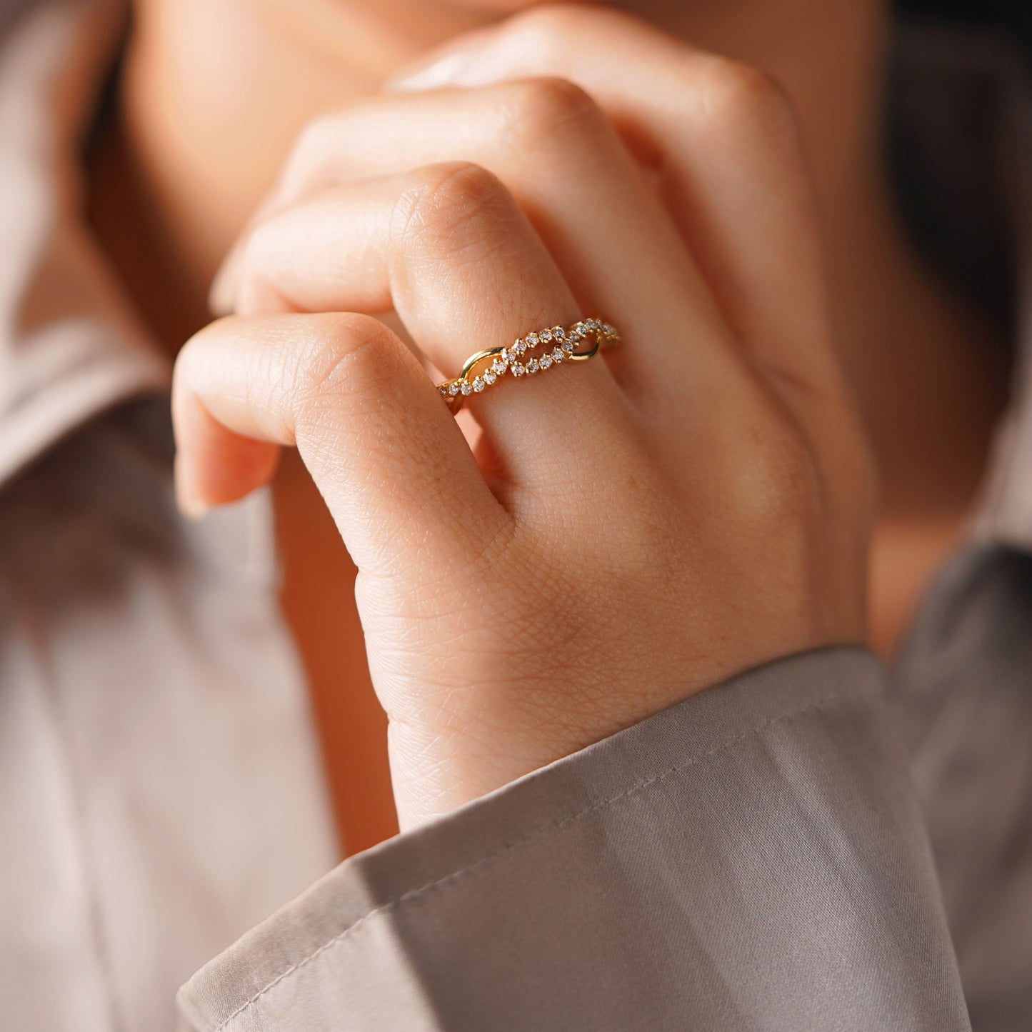 0.16 TCW Round Lab-Grown Diamond Twisted Wedding Band