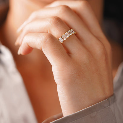 4.6 TCW Emerald Lab-Grown Diamond Full Eternity Wedding Band