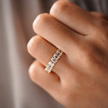 4.6 TCW Emerald Lab-Grown Diamond Full Eternity Wedding Band