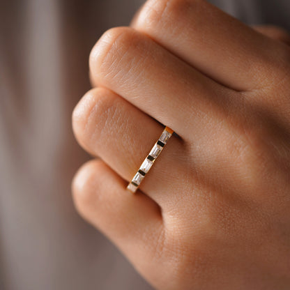 0.54 TCW Baguette Lab-Grown Diamond Half Eternity Wedding Band