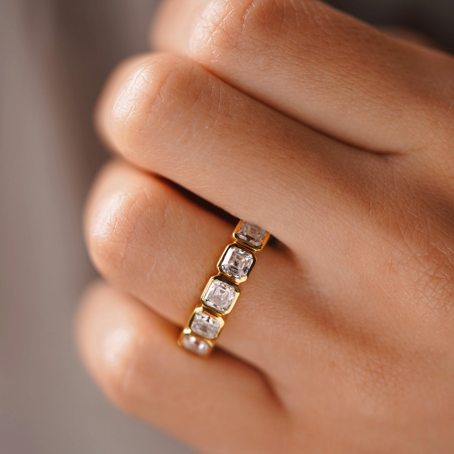 2.25 TCW Asscher Lab-Grown Diamond Full Eternity Wedding Band