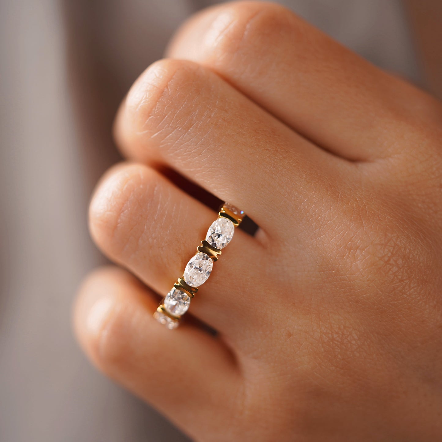 2.25 TCW Oval Lab-Grown Diamond Full Eternity Wedding Band