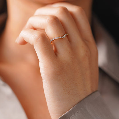 0.62 TCW Round Lab-Grown Diamond Curved Wedding Band