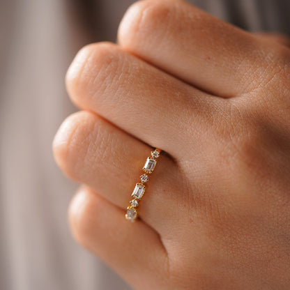 0.31 TCW Baguette & Round Lab-Grown Diamond Half Eternity Wedding Band
