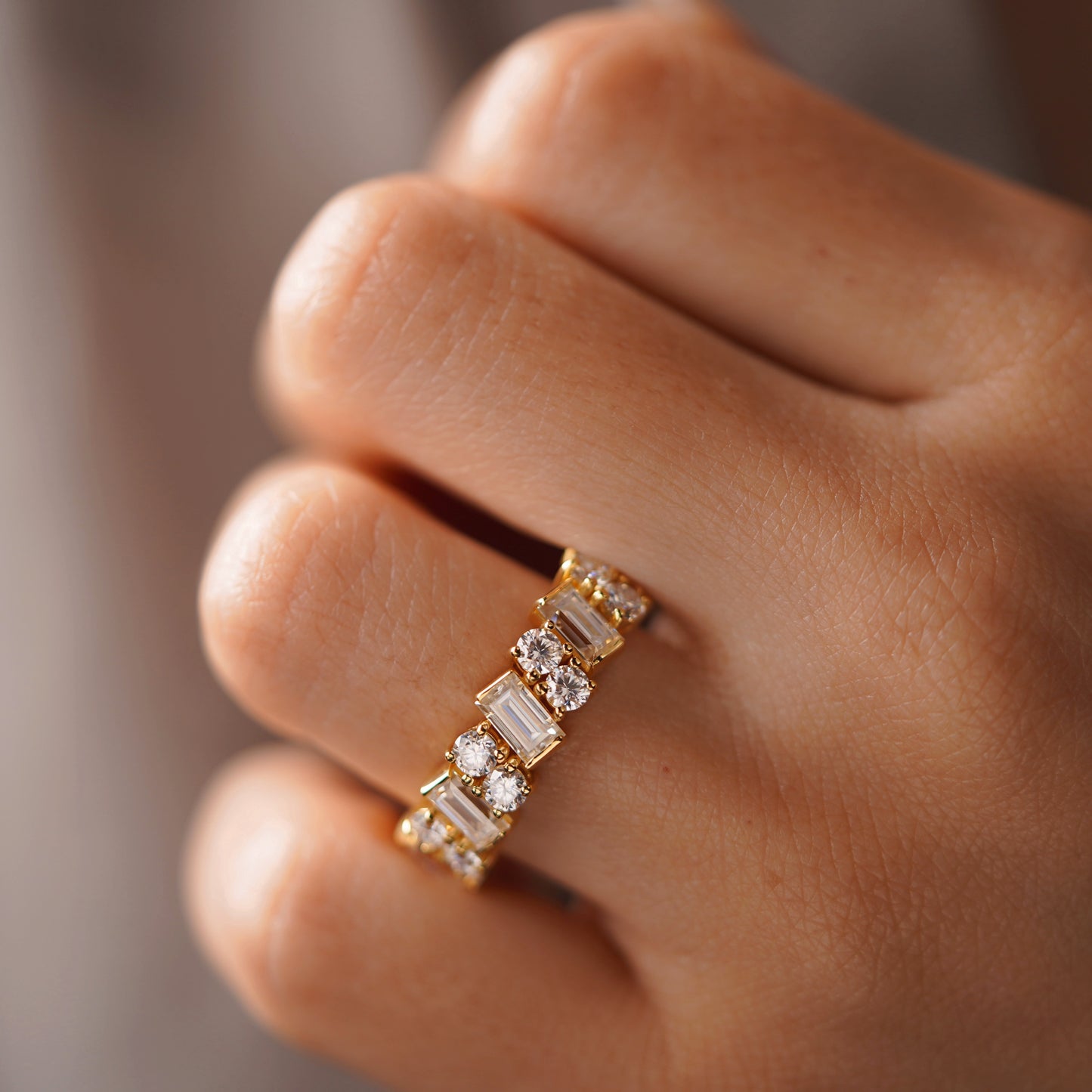 4.69 TCW Baguette & Round Lab-Grown Diamond Full Eternity Wedding Band