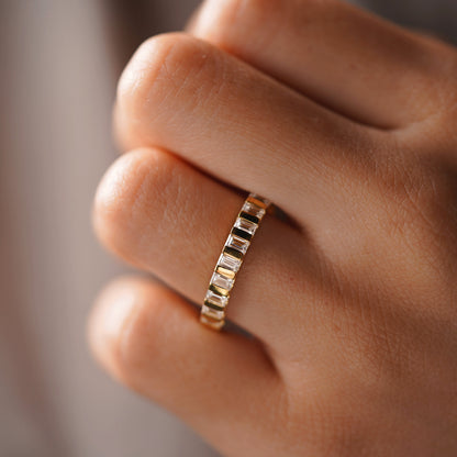 1.08 TCW Baguette Lab-Grown Diamond Half Eternity Wedding Band