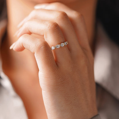1.18 TCW Oval Lab-Grown Diamond Half Eternity Wedding Band