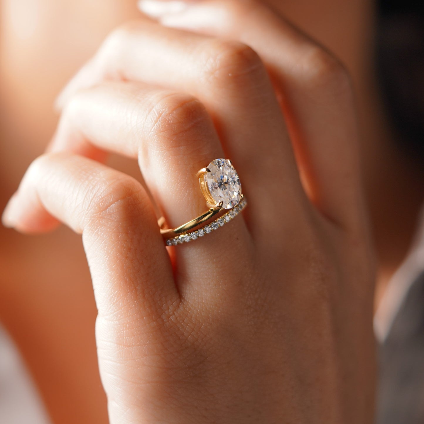 Oval Cut Pave Lab-Grown Diamond Engagement Ring