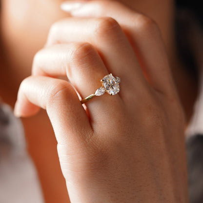 Elongated Cushion Cut Three stone Lab-Grown Diamond Engagement Ring