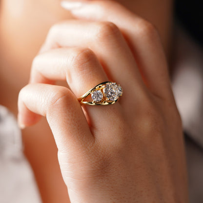Round Cut Three Stone Split Shank Lab-Grown Diamond Engagement Ring