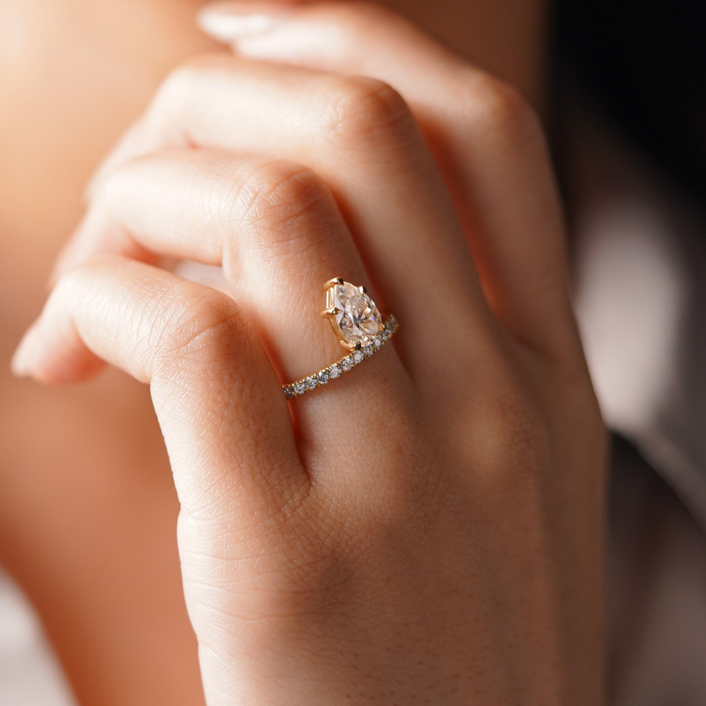 Pear Cut Pave Lab-Grown Diamond Engagement Ring