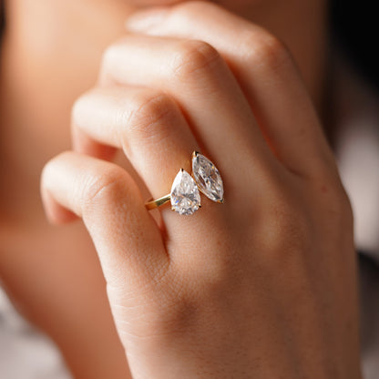 3.5 TCW Marquise & Pear Cut Toi Et Moi Lab-Grown Diamond Engagement Ring