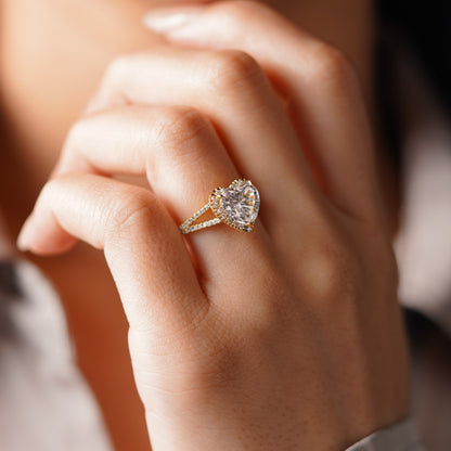 Heart Cut Halo & Pave Split Shank Lab-Grown Diamond Engagement Ring