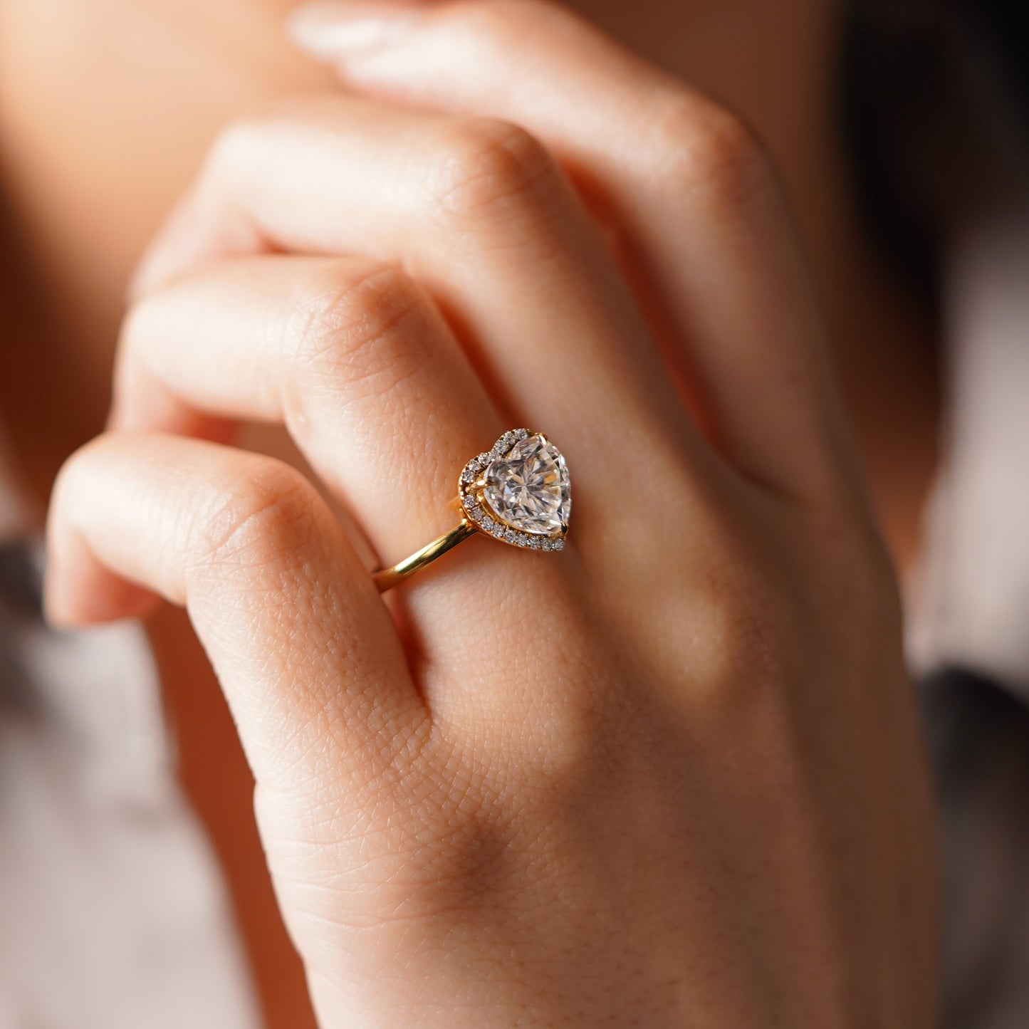 Heart Cut Halo Lab-Grown Diamond Engagement Ring