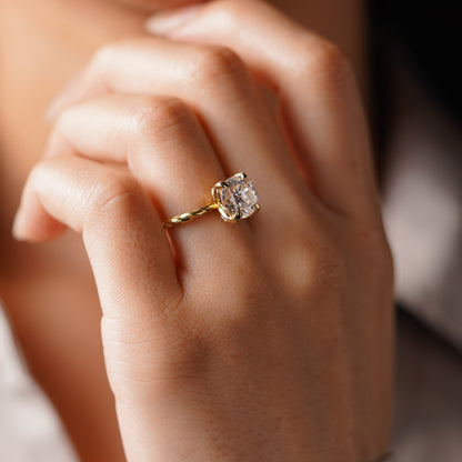Round Cut Twisted Shank Lab-Grown Diamond Engagement Ring