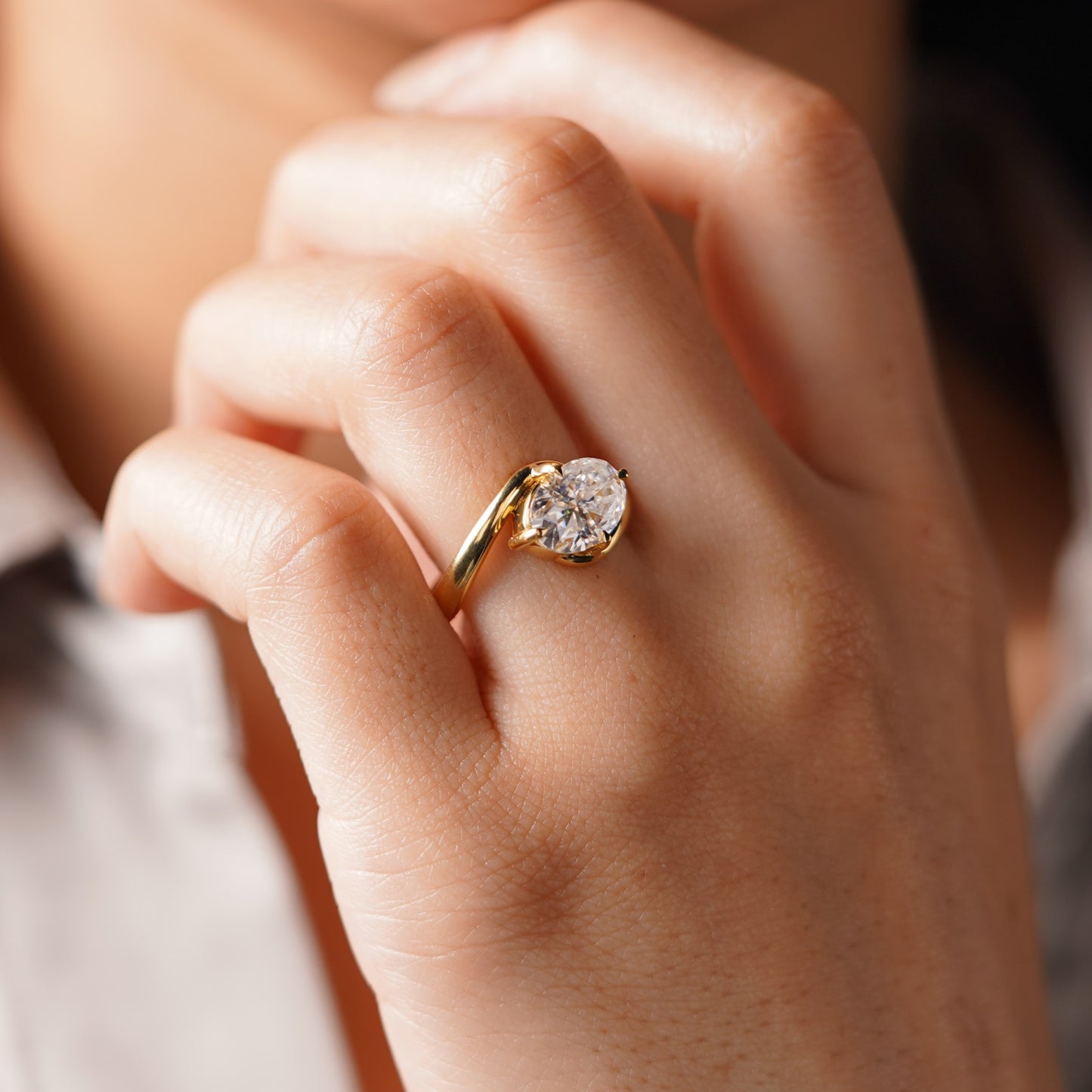 Oval Cut Solitaire Lab-Grown Diamond Engagement Ring