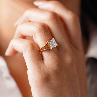 Princess Cut Solitaire Split Shank Lab-Grown Diamond Engagement Ring