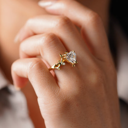 Heart Cut Nature Inspired Lab-Grown Diamond Engagement Ring