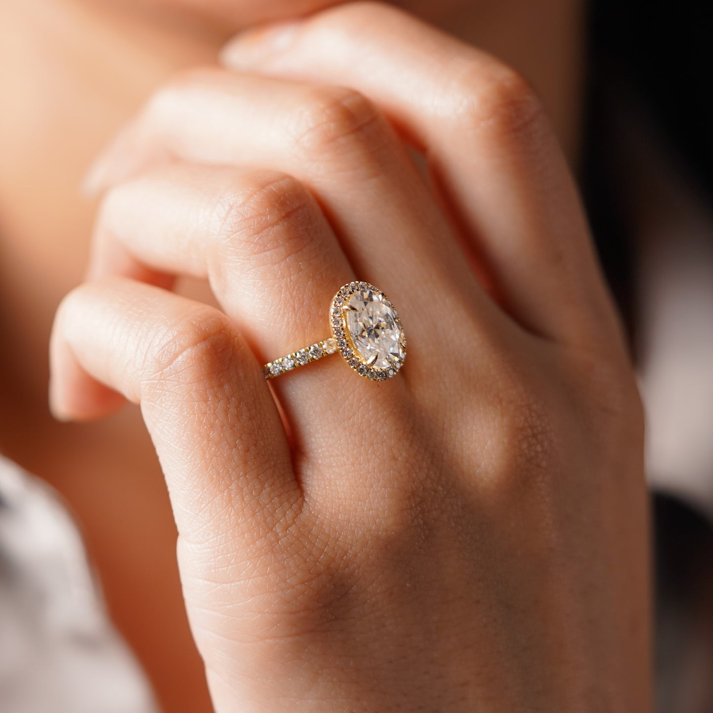 Oval Cut Halo & Pave Lab-Grown Diamond Engagement Ring