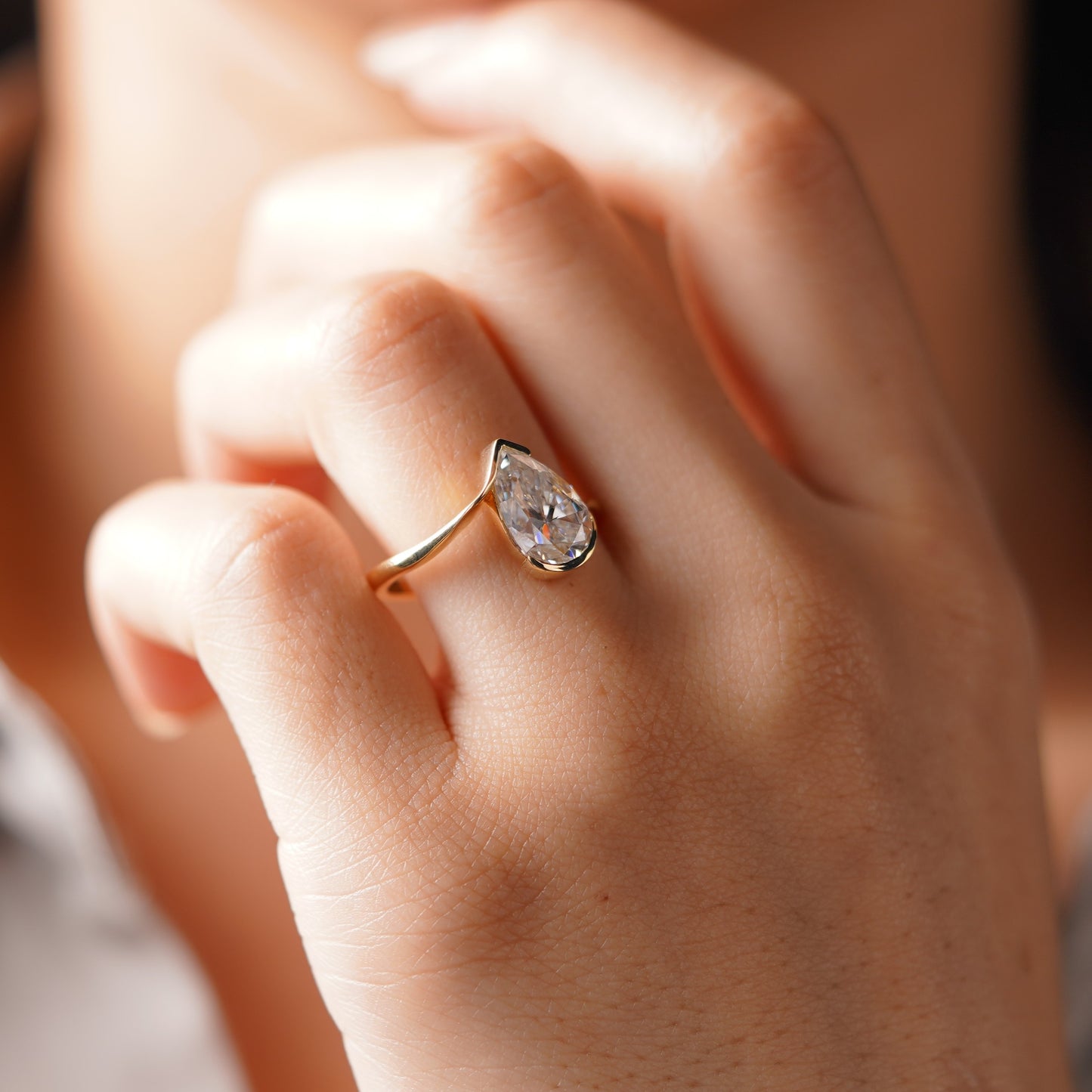 Pear Cut Swirl Lab-Grown Diamond Engagement Ring