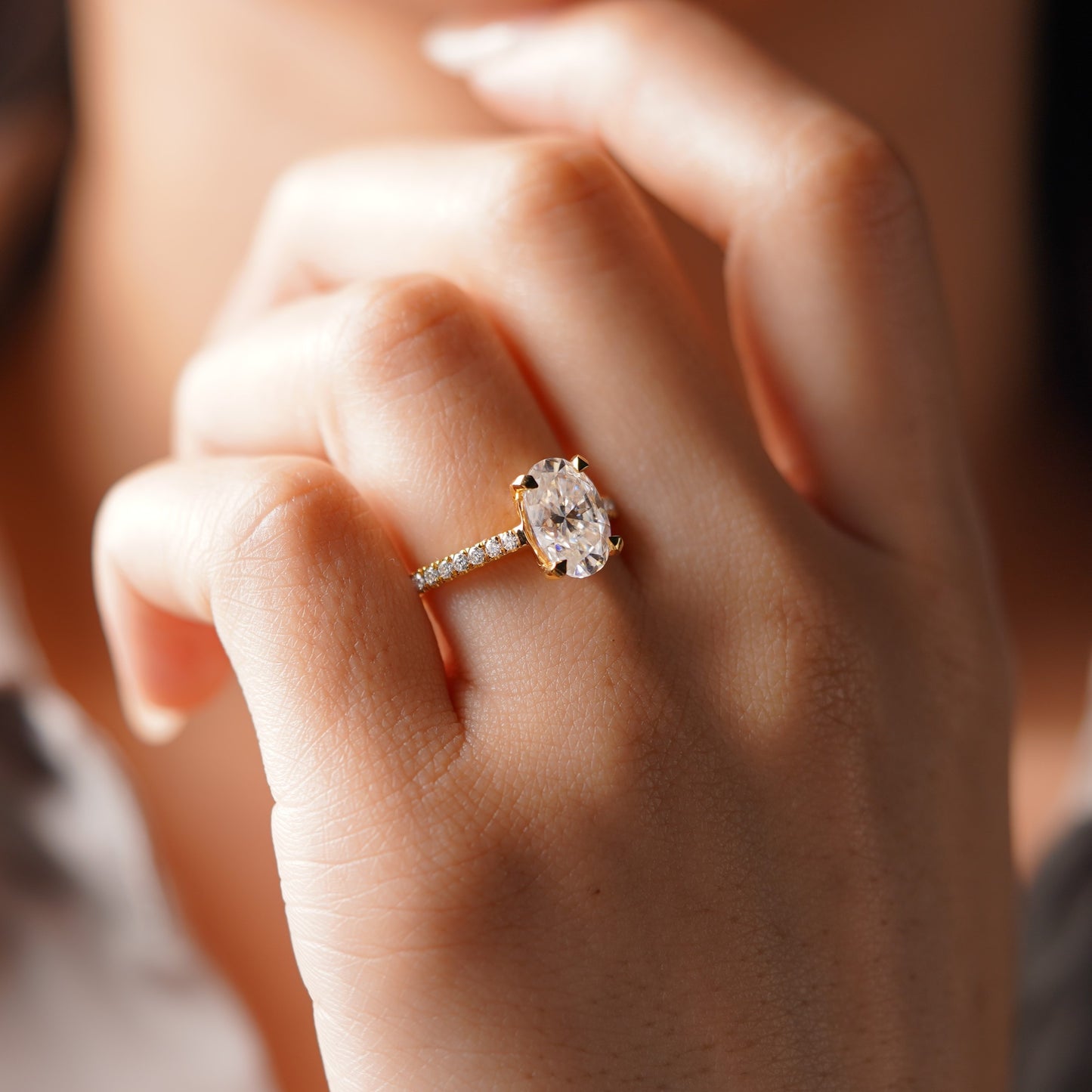 Oval Cut Pave Lab-Grown Diamond Engagement Ring
