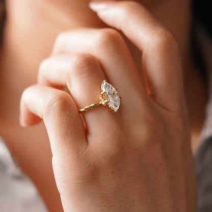 Marquise Cut Twisted Shank Lab-Grown Diamond Engagement Ring