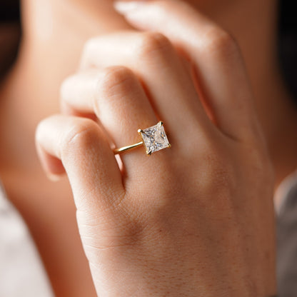 Princess Cut Solitaire Cathedral Lab-Grown Diamond Engagement Ring