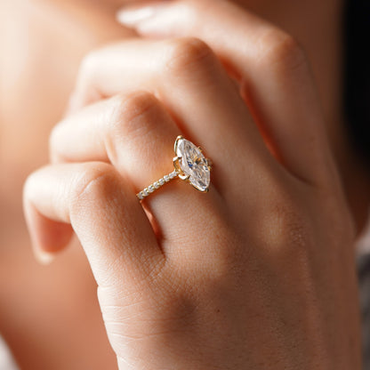 Marquise Cut Pave Cathedral Lab-Grown Diamond Engagement Ring