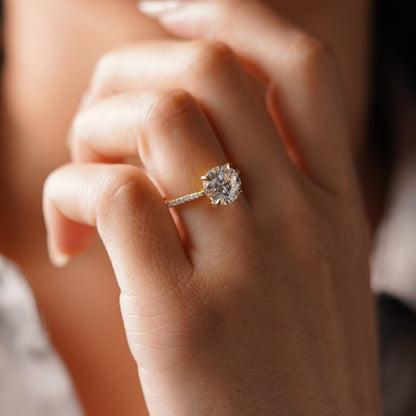 Round Cut Pave Cathedral Lab-Grown Diamond Engagement Ring