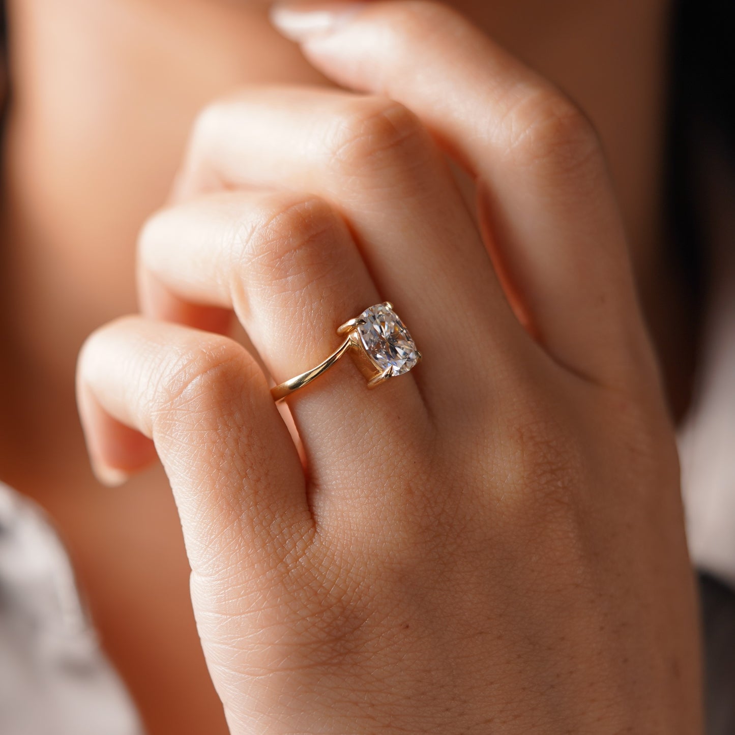 Elongated Cushion Cut Swirl Lab-Grown Diamond Engagement Ring