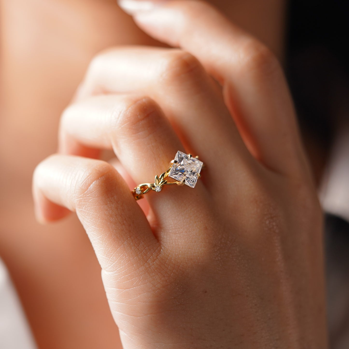 Princess Cut Nature Inspired Lab-Grown Diamond Engagement Ring